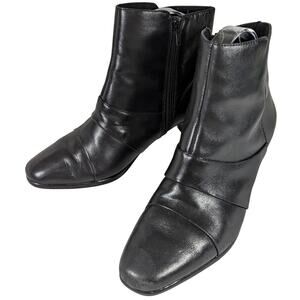 NWOT! EASY SPIRIT! BLACK GENUINE LEATHER LAYERED DETAIL ANKLE BOOTS! SZ 6.5M